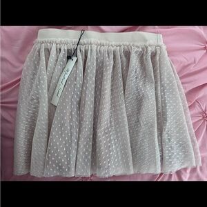 Cream Mini Bubble Skirt with Pleats for Casual Wear
